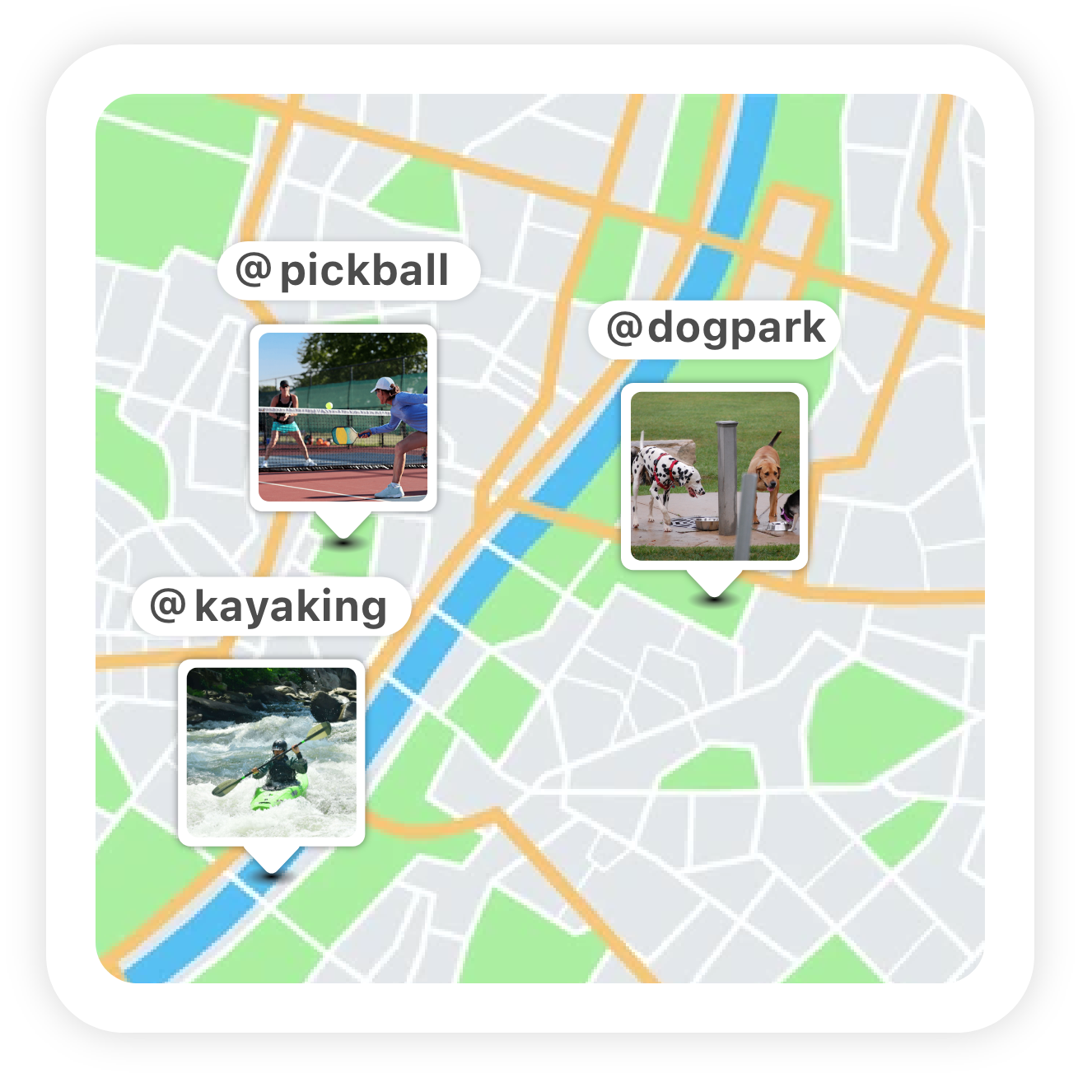 Map with group icons